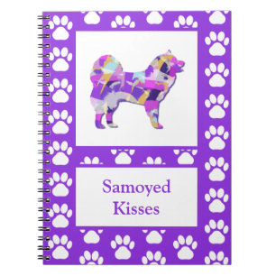 Samoyed Hund Silhouette Paw Lila PY&B Notizblock