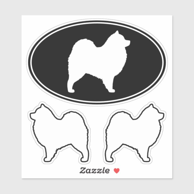 Samoyed Hund Silhouetten Vinyl Sticker Set (Blatt)