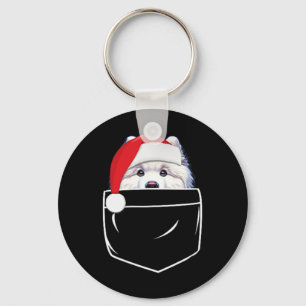 Samoyed Hund Weihnachtsmannmütze Weihnachtspocket Schlüsselanhänger