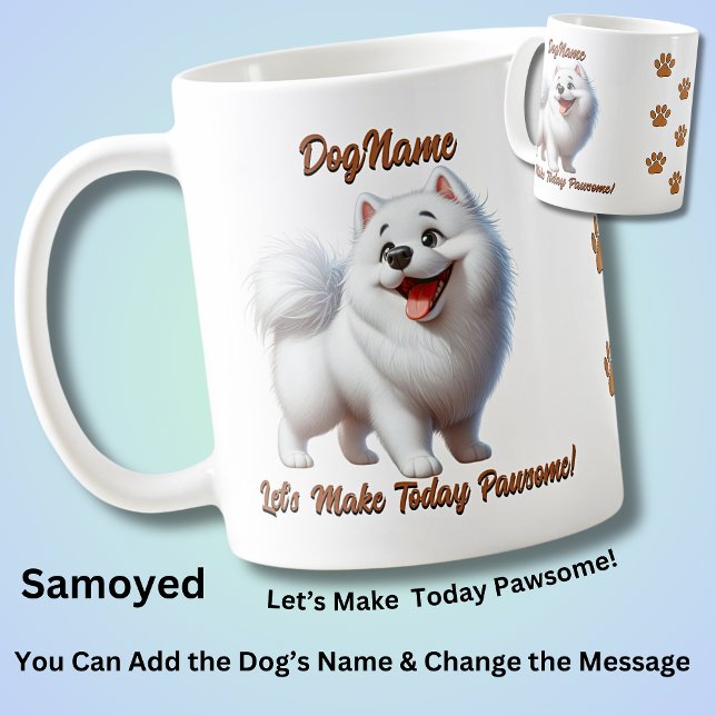 Samoyed, Hundename hinzufügen, Text ändern Kaffeetasse (Von Creator hochgeladen)