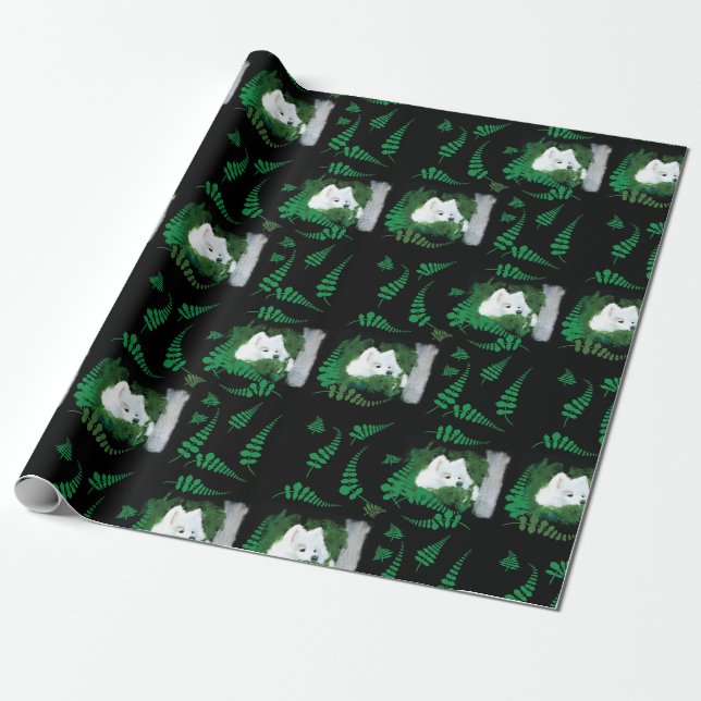 Samoyed in a Garden; Geschenk Wrap Geschenkpapier (Ungerollt)