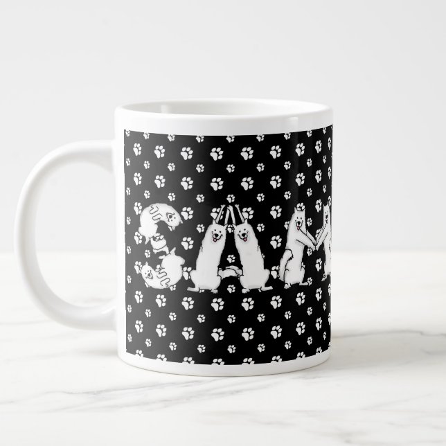 Samoyed in Samoyed Dog Letters geschrieben Jumbo-Tasse (Links)