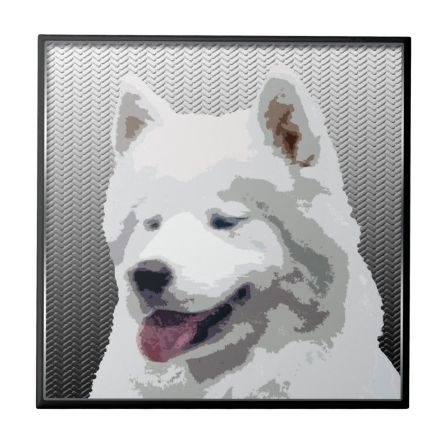 Samoyed-Keramik-Fliese Fliese (Vorderseite)