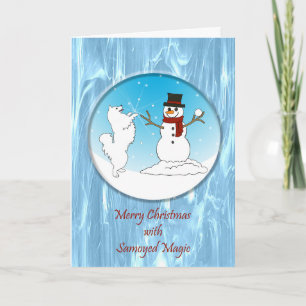 Samoyed Magic Christmas Folded Greeting Card Karte