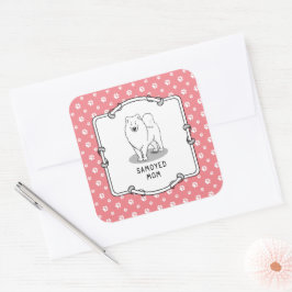 Samoyed Mama (weiß) Niedlich Fun Dog Mama Quadratischer Aufkleber