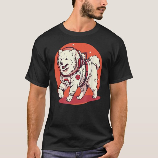 Samoyed Mars Funny Dog Astronaut T-Shirt (Vorderseite)