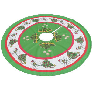 Samoyed mit Schlitten Custom Tree Skirt, Korallen Fleece Weihnachtsbaumdecke