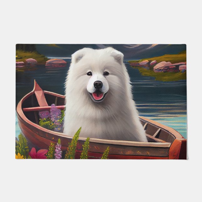 Samoyed on a Paddle: Ein Landschaftliches Abenteue Fußmatte (Vorderseite)