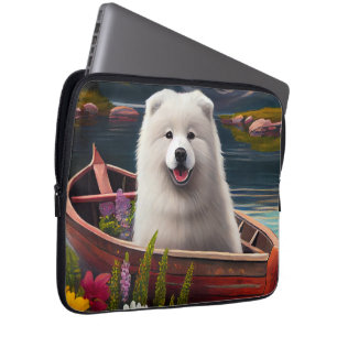 Samoyed on a Paddle: Ein Landschaftliches Abenteue Laptopschutzhülle