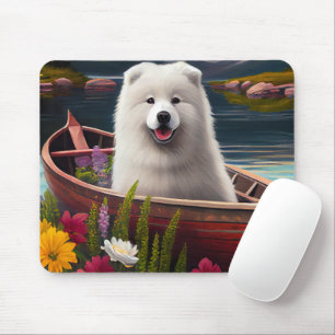 Samoyed on a Paddle: Ein Landschaftliches Abenteue Mousepad