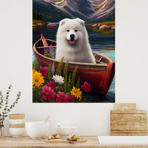 Samoyed on a Paddle: Ein Landschaftliches Abenteue Poster