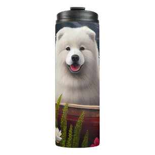 Samoyed on a Paddle: Ein Landschaftliches Abenteue Thermosbecher