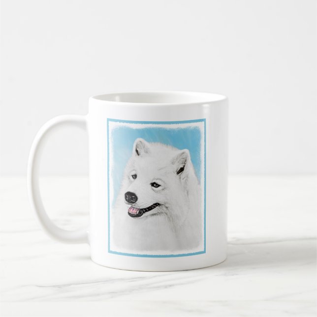 Samoyed Painting - Cute Original Dog Art Kaffeetasse (Links)