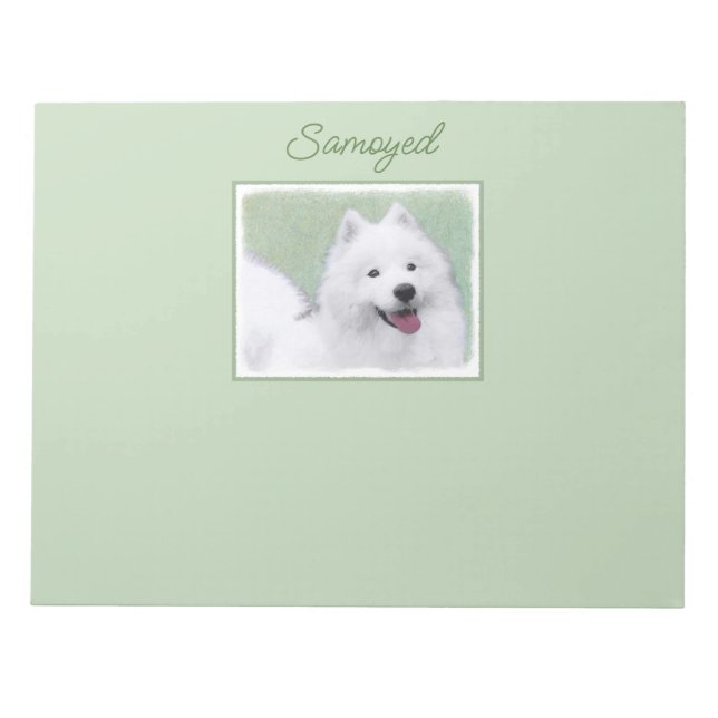 Samoyed Painting - Niedlich Original Dog Art Notep Notizblock (Vorderseite)