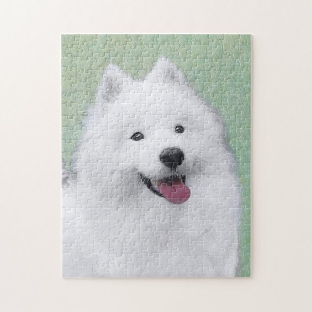 Samoyed Painting - Niedliche Original Dog Art (Vertikal)
