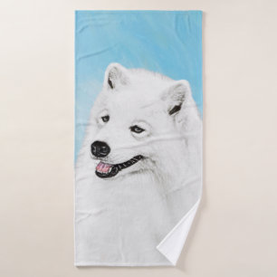 Samoyed Painting - Niedliche Original Dog Art Badhandtuch Set