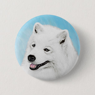 Samoyed Painting - Niedliche Original Dog Art Button