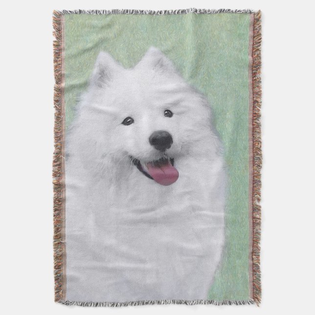 Samoyed Painting - Niedliche Original Dog Art Decke (Vorderseite Vertikal)