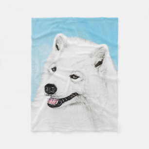 Samoyed Painting - Niedliche Original Dog Art Fleecedecke