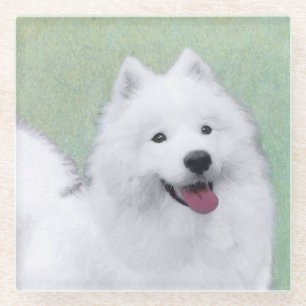 Samoyed Painting - Niedliche Original Dog Art Glasuntersetzer