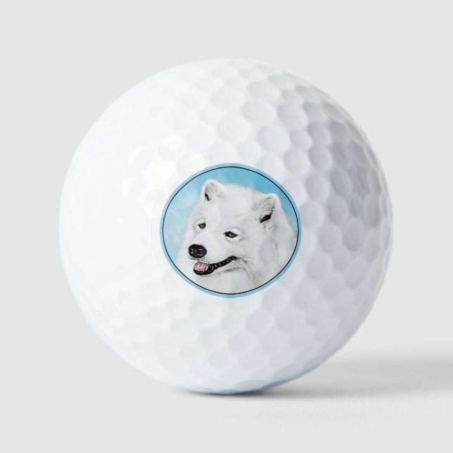 Samoyed Painting - Niedliche Original Dog Art Golfball (Vorderseite)