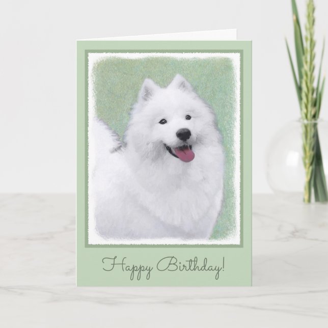 Samoyed Painting - Niedliche Original Dog Art Karte (Vorderseite)