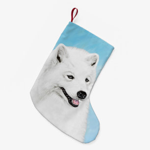 Samoyed Painting - Niedliche Original Dog Art Kleiner Weihnachtsstrumpf