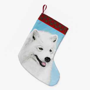 Samoyed Painting - Niedliche Original Dog Art Kleiner Weihnachtsstrumpf