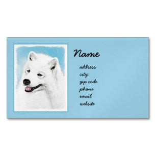 Samoyed Painting - Niedliche Original Dog Art Magnetische Visitenkarte