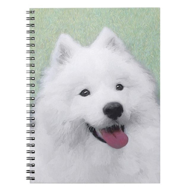 Samoyed Painting - Niedliche Original Dog Art Notizblock (Vorderseite)