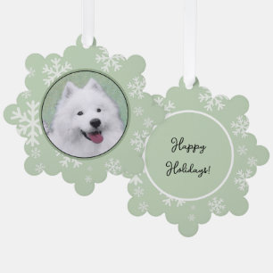 Samoyed Painting - Niedliche Original Dog Art Ornament Karte