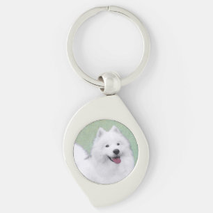Samoyed Painting - Niedliche Original Dog Art Schlüsselanhänger