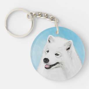 Samoyed Painting - Niedliche Original Dog Art Schlüsselanhänger