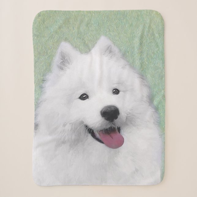Samoyed Painting - Niedliche Original Dog Art Sherpadecke (Vorderseite)