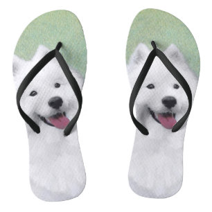 Samoyed Painting - Niedliche Original Hundekunst Flip Flops