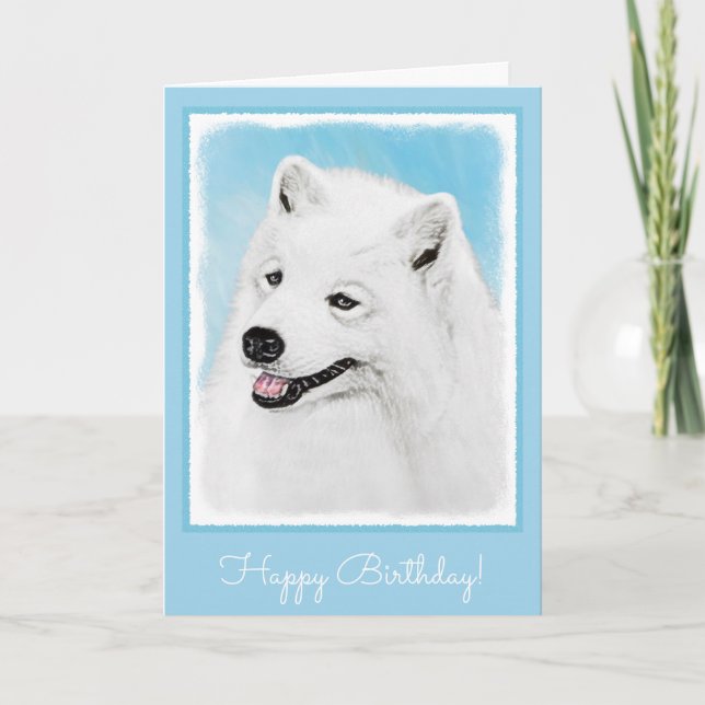 Samoyed Painting - Niedliche Original Hundekunst Karte (Vorderseite)