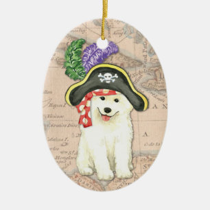 Samoyed Pirate Keramik Ornament