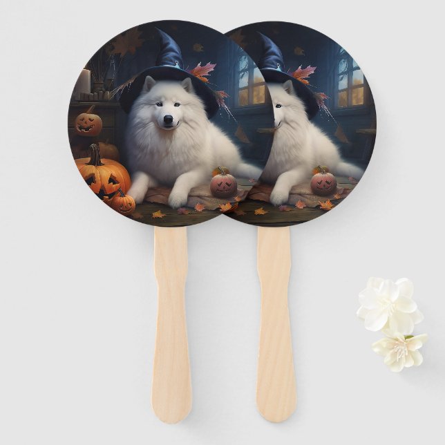 Samoyed Pumpkins Halloween Beängstigend Fächer (Vorne und Hinten)