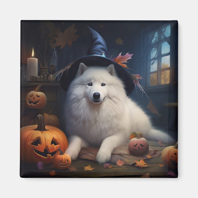 Samoyed Pumpkins Halloween Beängstigend Magnet (Vorne)