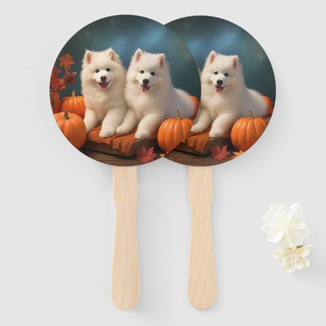 Samoyed Puppy Autumn Delight Pumpen Fächer (Vorne und Hinten)