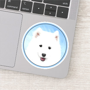 Samoyed Puppy Malerei - Niedliche Original Dog Art Aufkleber