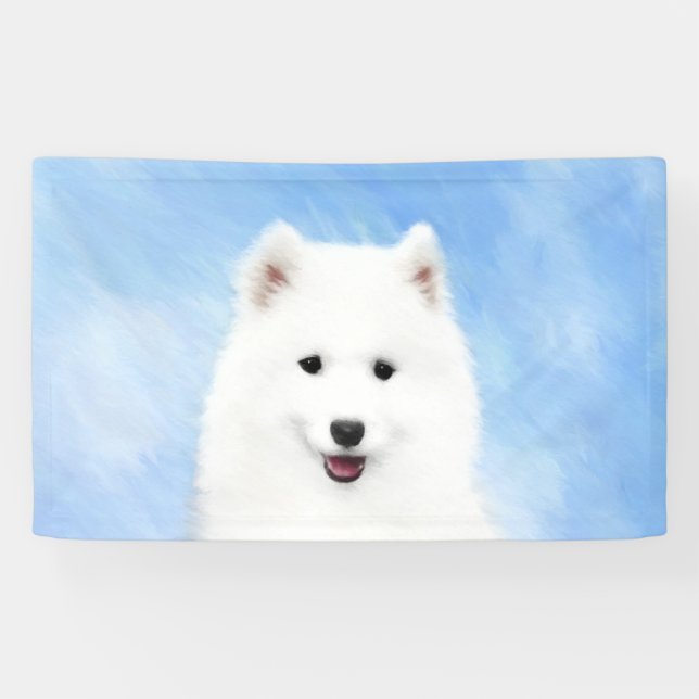 Samoyed Puppy Malerei - Niedliche Original Dog Art Banner (Horizontal)