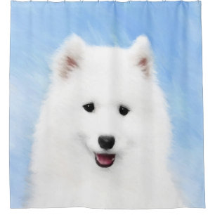 Samoyed Puppy Malerei - Niedliche Original Dog Art Duschvorhang