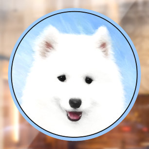 Samoyed Puppy Malerei - Niedliche Original Dog Art Fensteraufkleber