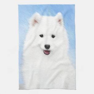 Samoyed Puppy Malerei - Niedliche Original Dog Art Handtuch