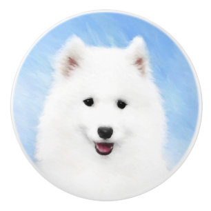Samoyed Puppy Malerei - Niedliche Original Dog Art Keramikknauf