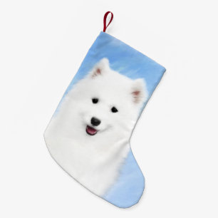 Samoyed Puppy Malerei - Niedliche Original Dog Art Kleiner Weihnachtsstrumpf