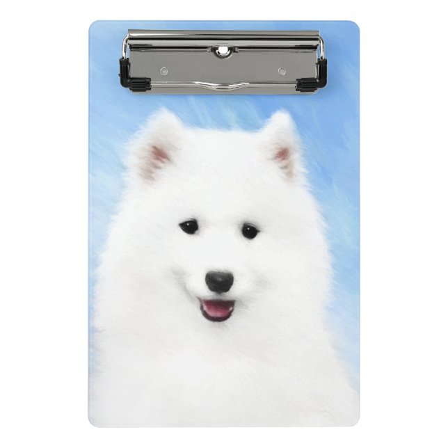Samoyed Puppy Malerei - Niedliche Original Dog Art Mini Klemmbrett (Vorderseite)