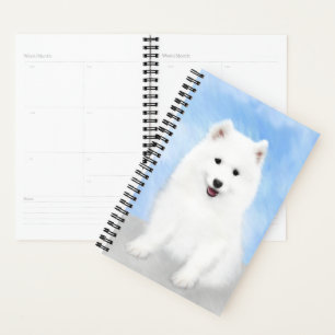 Samoyed Puppy Malerei - Niedliche Original Dog Art Planer