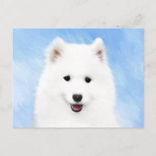 Samoyed Puppy Malerei - Niedliche Original Dog Art Postkarte